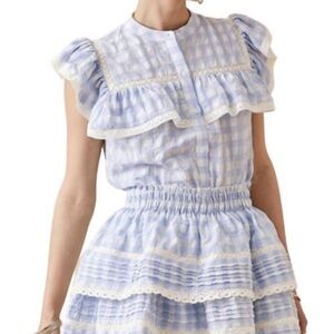 Simon day + moon Gingham Skirt In Blue